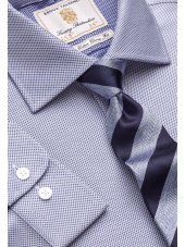 Chemise  motif yeux d'oiseaux bleu 100% coton  simple manchette Easycare