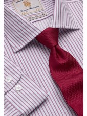 Chemise  rayures en serg rose 100% coton  simple manchette Easycare