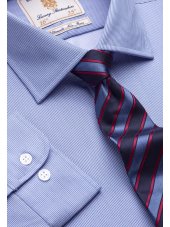 Chemise classique bleu  fines rayures 100% coton  simple et double manchette non-fer