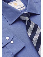 Chemise fil--fil bleu marine 100% coton  manchette simple 35 Easycare