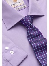 Chemise fil--fil lilas 100% coton  manchette simple Easycare