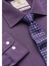 Chemise fil--fil prune 100% coton  simple manchette Easycare