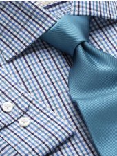 Chemise petits carreaux marine, bleu et vert simple de manchette