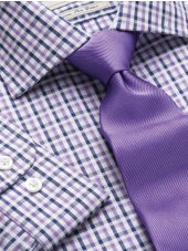 Chemise petits carreaux marine, lilas et blanc simple de manchette