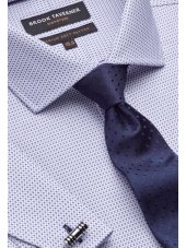 Chemise Signature cintre  petits carreaux bleu ciel  double manchette