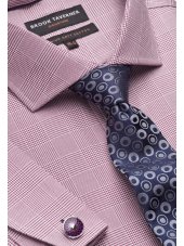 Chemise Signature cintre  Prince de Galles rouge  double manchette