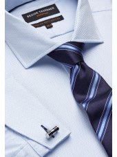 Chemise Signature cintre bleu ciel en serg  double manchette