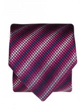 Cravate 100% soie bleu marine  carr diagonal violet, lilas et argent