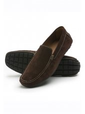 Mocassin en daim marron avec semelle en caoutchouc clout - Cosmo