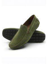 Mocassin en daim vert avec semelle en caoutchouc clout - Cosmo