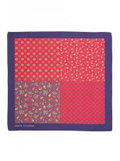 Mouchoir de poche 100% soie  motif rouge