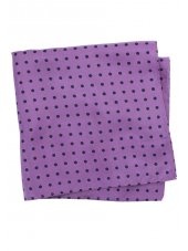 Mouchoir de poche 100% soie violet  pois bleu noir