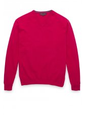 Pull col en V 100% cachemire baie rouge Cranbrook