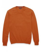 Pull col en V coton cachemire paprika Ferndown