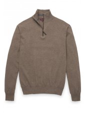 Pull col zipp coton cachemire caf Newby