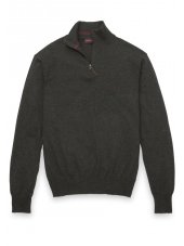 Pull col zipp coton cachemire cendre Newby