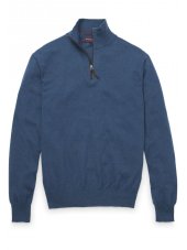 Pull col zipp coton cachemire indigo Newby