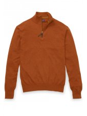 Pull col zipp coton cachemire paprika Newby